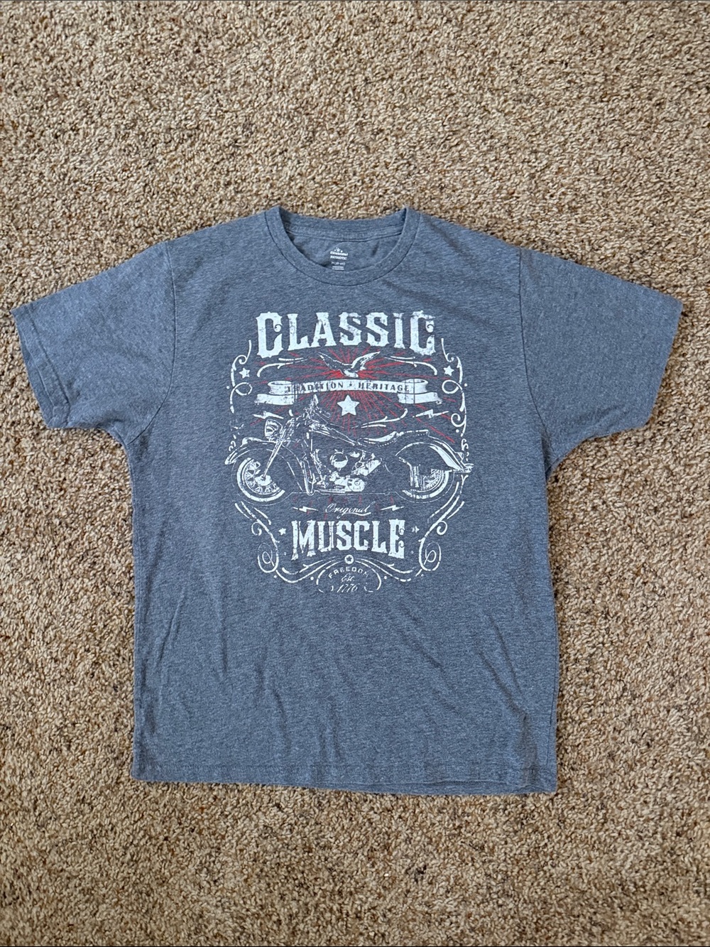 Harley Davidson Style Graphic Tee - Heather Gray